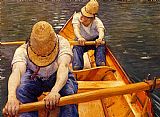 Gustave Caillebotte Paintings - Oarsmen by Gustave Caillebotte